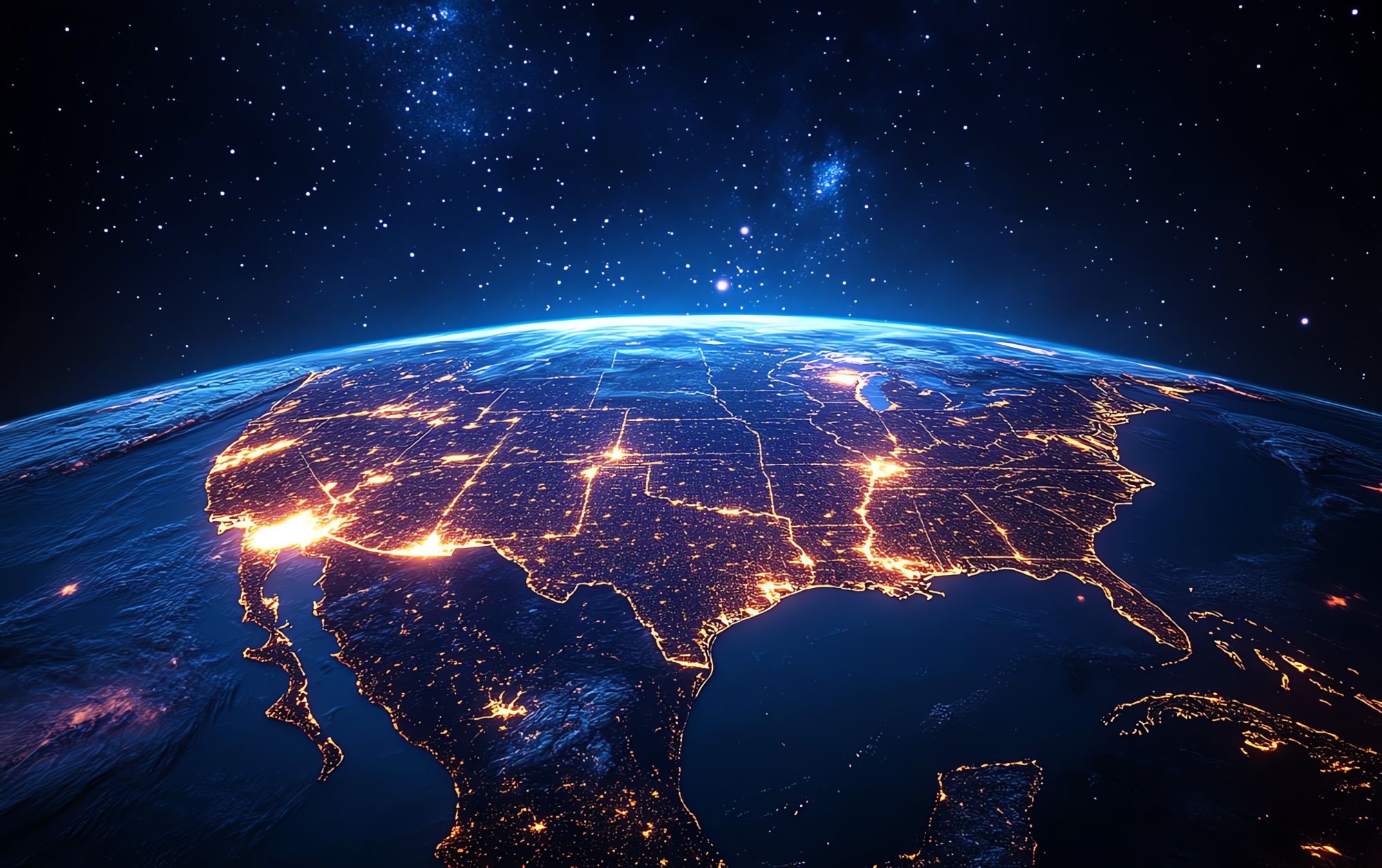 Conceptual view of the United States at night from orbit