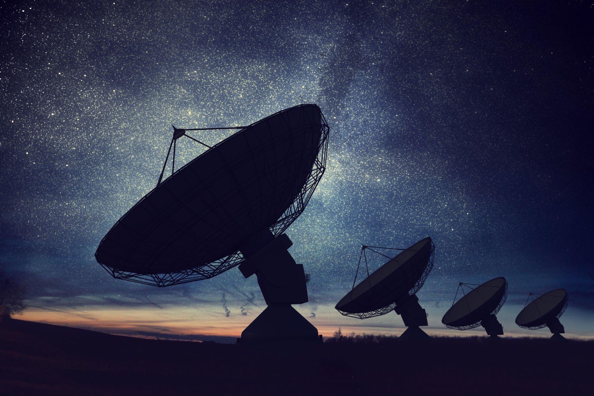 Radio telescopes at night