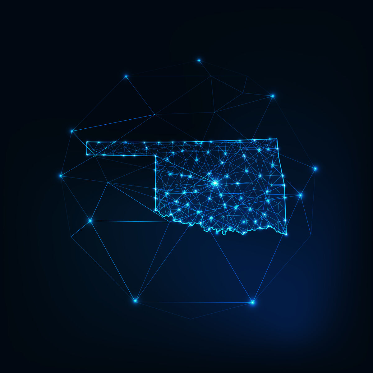 Glowing network map of Oklahoma